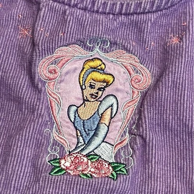 Vtg Disney Classics Cinderella Dress Girls 6/6X Purple Embroidered Corduroy Y2K - Image 1 of 4