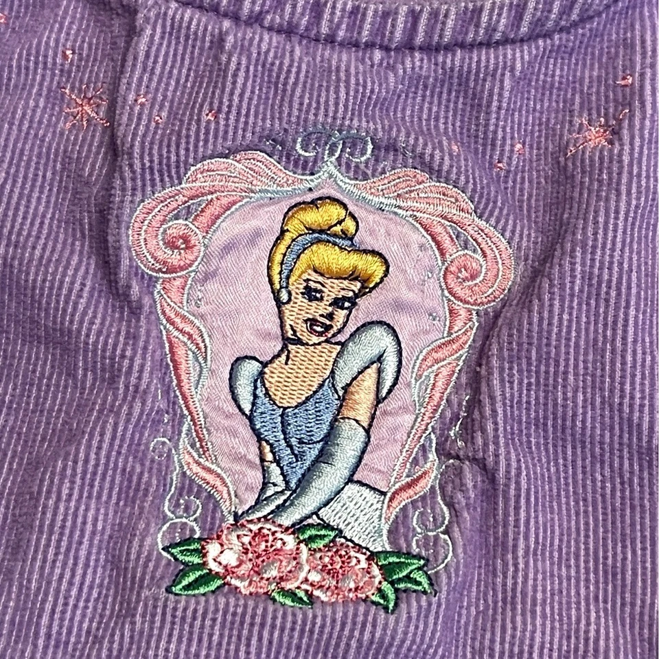 Vtg Disney Classics Cinderella Dress Girls 6/6X Purple Embroidered Corduroy Y2K - Image 1 of 4