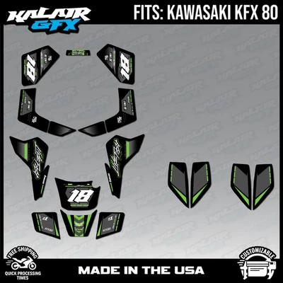 图形套件适用于川崎KFX 80 Rebel系列-绿色 — 第 1/4 张图片