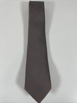 Corbata Oscar De La Renta gris seda azul rayas 3 1/2” W X 56” L Foto 1 de 4