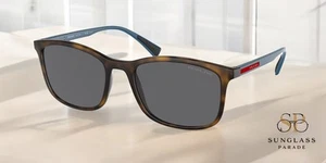 PRADA LINEA ROSSA PS 01TS U61144 Havana Rubber Polarized Grey Men's Sunglasses - Picture 1 of 2