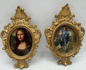 Vintage Miniature Dollhouse Plastic Frame A Lot Of 2 Pictures Made in Hong Kong - Picture 1 of 10