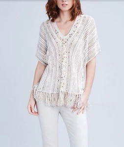 Etcetera Women’s Spring Sweater With Sequins & Fringe Size M - Picture 1 of 9