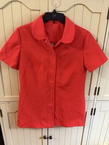 Camisa De Colección Sears Moda Poliéster Rojo Naranja Abotonada Talla 16 Retro Mod - Imagen 1 de 10