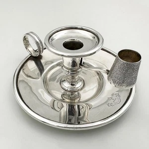 SOPORTE VICTORIANO CHAMBERSTICK & VESTA/STRIKER PLACA DE PLATA SMITH & SON LONDRES - Imagen 1 de 9