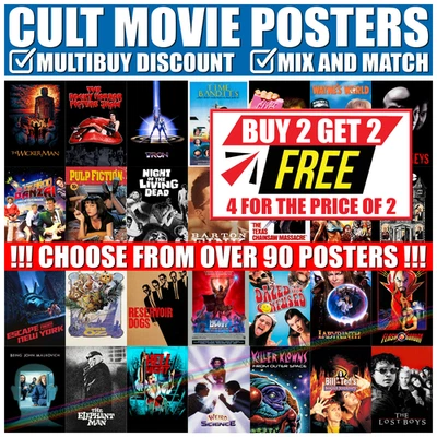 Cult Movie Posters Vintage Retro Classic Cinema Films Mancave Wall Art Prints UK - Image 1 of 2