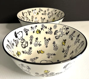 Peanuts Snoopy Woodstock Ceramic Bowls Deep 6" Diameter Bowls 2020 Set of Two - Picture 1 of 5