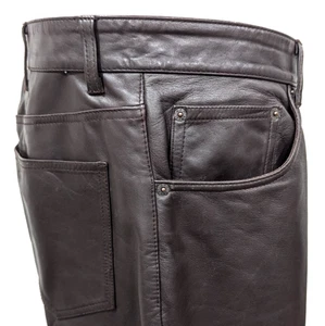 Vtg GAP Men's Leather Pants BROWN Boot Fit Biker Punk Rock Y2K Size 35R VEUC! * - Picture 1 of 7