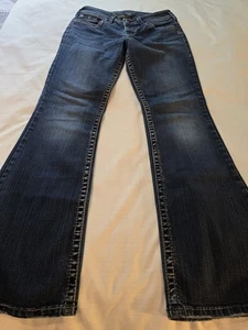 Pantalones de mezclilla para mujer talla W28/L32 Suki excedente plateados bolsillos con solapa corte boot elástico... - Imagen 1 de 14