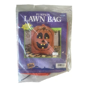Vintage Halloween Pumpkin Leaf Lawn Bag Decoration GIANT 70 Gallon 1pk USA Made - Picture 1 of 6