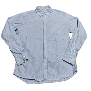 Uniqlo Shirt Mens L Blue White Striped Slim Fit Button Down Classic Preppy - Picture 1 of 12