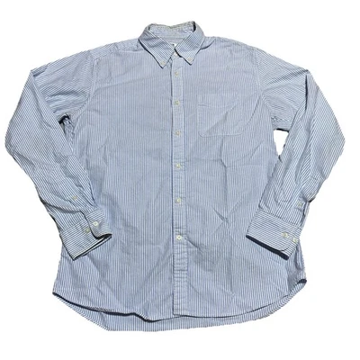 Uniqlo Shirt Mens L Blue White Striped Slim Fit Button Down Classic Preppy - Imagem 1 de 4