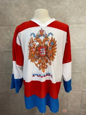 Fan Club Team Russia Hockey Jersey Long Sleeve Red/White/Blue Size L - Image 1 of 4