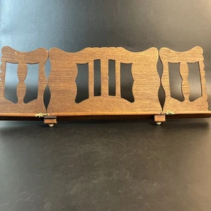 Vtg Wood Book Stand Holder Folding Bible Cookbook Display Music Sheets 30" Brass - Picture 1 of 12
