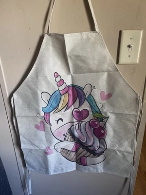 Unicorn and Cupcake Apron for Women One Size With Ties - Image 1 of 3