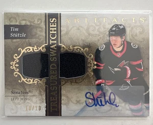 2021-22 Artifacts Treasured Swatches Dual Patch Auto Tim Stutzle 10/10 SP - Picture 1 of 2