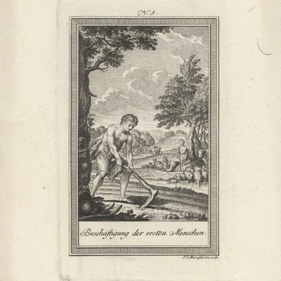 Bibel Altes Testament Vertreibung aus Paradies Weltgeschichte Kupferstich 19 Jhd - Bild 1 von 3