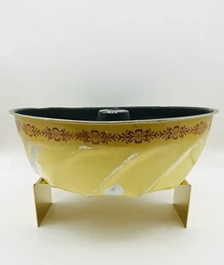 Vintage 1940-50s Style Yellow w/ Orange Stenciling Fluted Bundt Cake Pan Mold - Picture 1 of 5