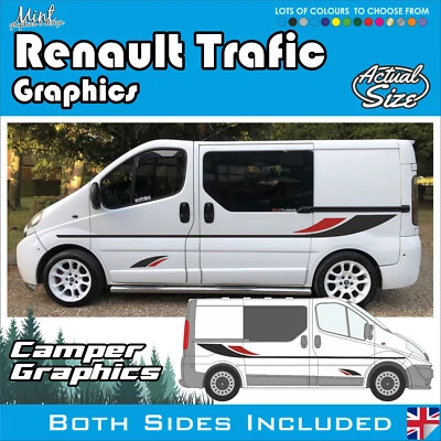 MINT GRAPHICS SWB Renault Trafic Camper Side Stripes Decals Stickers Van Graphics FREE P&P 134