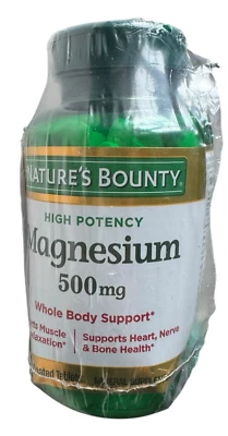 Natures Bounty Magnesium Tablets - 500mg - 200 Count - Damaged Bottle - Ex: 8/26 - Image 1 of 4
