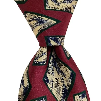 ROBERT TALBOTT Studio мужской шелковый галстук дизайнерский геометрический бордовый/слоновой кости б/у в отличном состоянии - Изображение 1 из 3