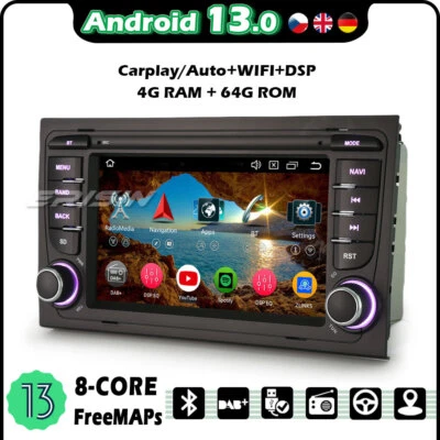 Carplay 8-Core Android 14 Car Stereo Sat Nav Radio GPS for Audi A4 S4 Seat Exeo - Image 1 of 4
