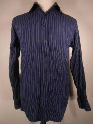 Hermosa Camisa Para Hombre Mediana 15 1/2 34/35 Michael Kors Azul Rayas LS Botón Foto 1 de 4
