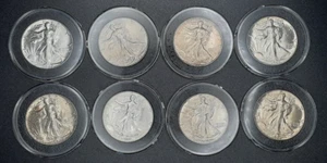 1946-P Walking Liberty 50c Half Dollar 8 Coin Lot AU/BU - Picture 1 of 18