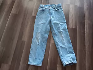 VTG Levis boys orange tab 550 relaxed fit size 8 blue color worn jeans USA made - Picture 1 of 18