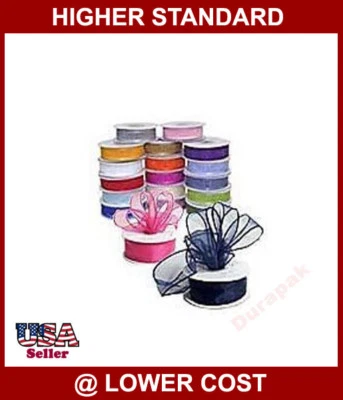 2-3/4 IN 25YD Sheer Organza Ribbon All Colors:Red,Gold+ - Image 1 of 2