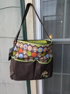 NWT Babyboom Diaper Bag Tote Pockets Dots & Monkeys Pattern - Picture 1 of 6