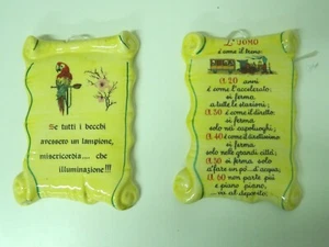 QUADRETTO IN CERAMICA SOUVENIR PERGAMENA VARI FRASI ARTIGIANALE VINTAGE CU17 - Foto 1 di 3