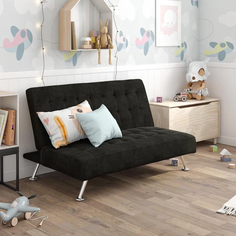 Milo Kids Sofa Futon, Black Cover