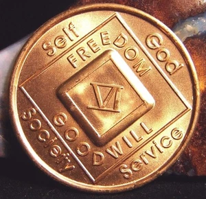 Narcotics Anonymous NA 6 Jahre saubere Bronze Medaillon Wiederherstellung Münze Chip Medaille  - Bild 1 von 10
