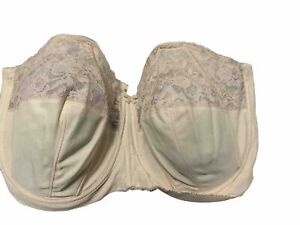 Vintage Goddess Bra  Strapless with Boning Beige/Nude Lace Size 46D Style 389