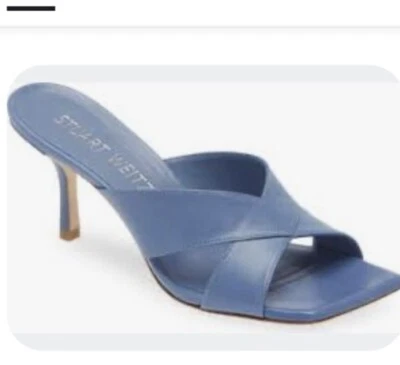 Sandalias Stuart Weitzman Carmen Tacón Deslizables Azul 10 NUEVAS Foto 1 de 4