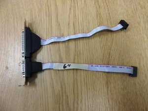 Generic DB25 Male Parallel & Male Serial 9-Pin Port Connector Cable 6" Bracket - Picture 1 of 6