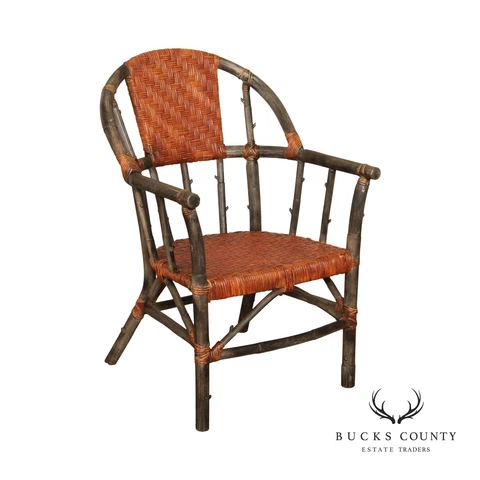 Palecek Adirondack Style Bamboo and Woven Rattan Armchair Cover
