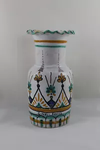 Antiguo Florero Jarron de ceramica SEVILLANA Gines. Pintado a Mano. Circa 1940 - Bild 1 von 3