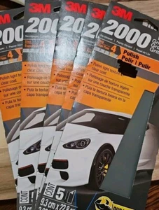 3M 2000 Grit Sandpaper, 03003, 9.3 cm x 22.8 cm ( 3.66” x 9”) 5 Ct Lot Of 5 - Picture 1 of 2