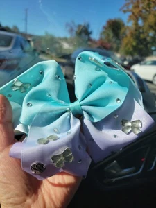 Girls Hair Bow XL Wide JoJoSiwa Bow Unicorn Rainbow Gliter  Alligator Clip 2/set - Picture 1 of 12