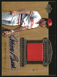 2005 Upper Deck Hall of Fame Essential Enshrinement Gold Johnny Bench Auto /5