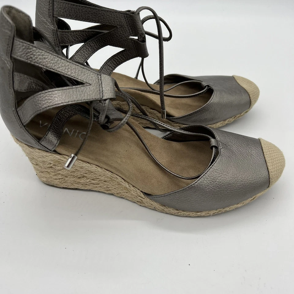 Sandalias de cuña Vionic para mujer alpargata de peltre talla 9 Foto 1 de 4