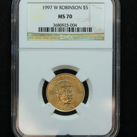 1997-W $5 Jackie Robinson US Gold Commemorative NGC MS 70 Cover