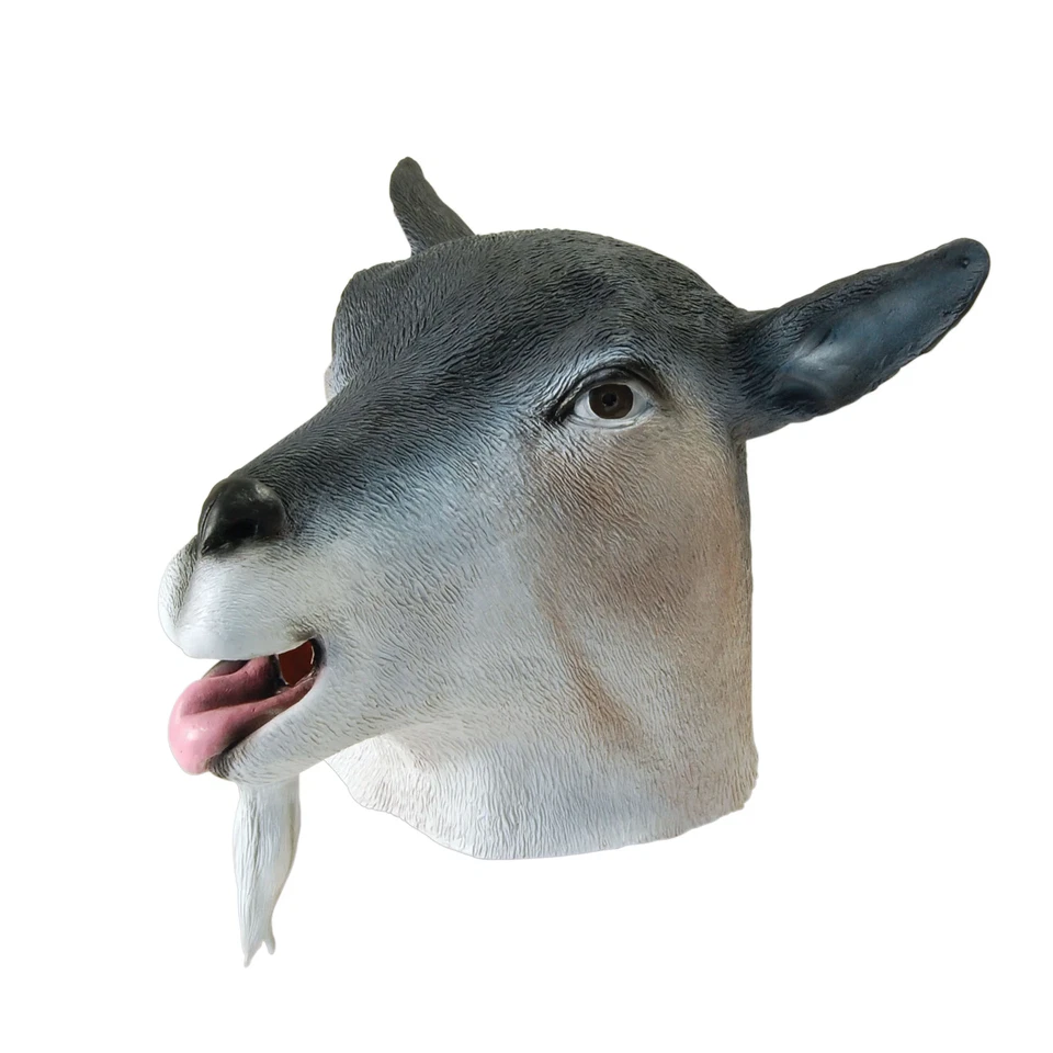 Mens Goat Mask Latex Antelope Animal Head Face Disguise Halloween Costume Cospla - Image 1 of 1