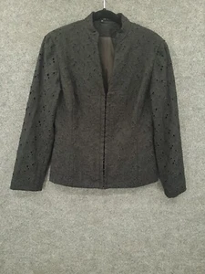 ETCETERA Jacket Womens 4 Hook & Eye Closure Lined Long Sleeve Black Floral - Picture 1 of 15