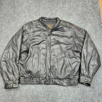 Chaqueta Reed Sportswear Para Hombre 44 Cuero Negro Bombardero Motocicleta Cremallera Desgastada Foto 1 de 4