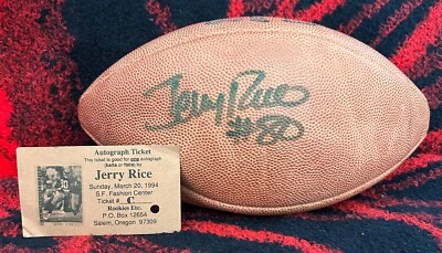 JERRY RICE Signed Official Wilson NFL Football SF 49ers/Oakland Raiders BGS (4) - Image 1 of 4