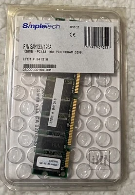 SimpleTech 128 MB PC133 168 Pin SDRAM DIMM  - Image 1 of 4