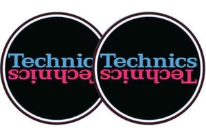 Technics Logo DJ Slipmats, felt (pair, double blue with 2 colour logo print) - Picture 1 of 4